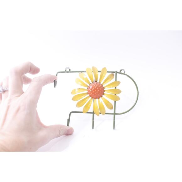 1960s, 70s, Flower Power, Yellow Daisy, Four Hooks, Hanger, Wall Mount, - Picture 1 of 4